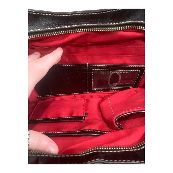 Y2k Jones New York Black Leather Gator Clutch Purse With Multiple Pockets - Picture 5 of 9